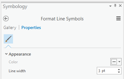 Symbology pane when editing multiple symbols in ArcGIS Pro 2.0.1 (polyline symbol as example).